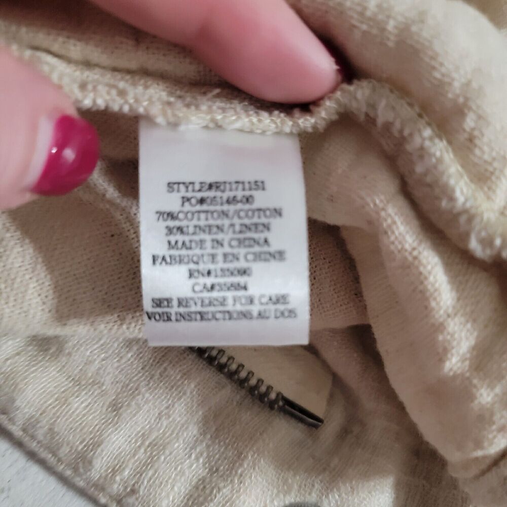 Rag‎ Poets Khaki Colored Linen Jacket Size 1X - Picture 9 of 10